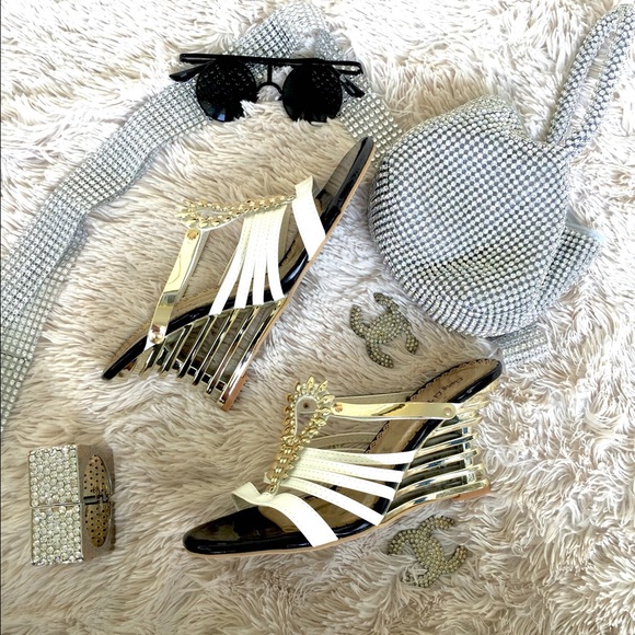 Shoes - White and gold sandals