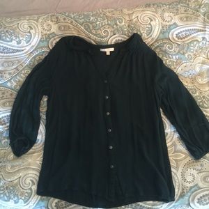 Dark green, 3/4 sleeve, flowy blouse