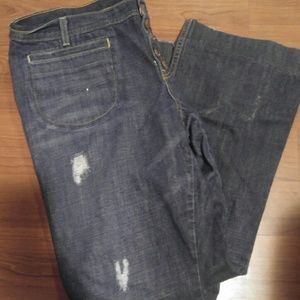 Distressed flare jeans