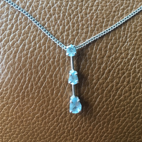 Silver necklace with light blue stones - Picture 2 of 3