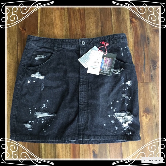 Zara Distressed Denim Skirt