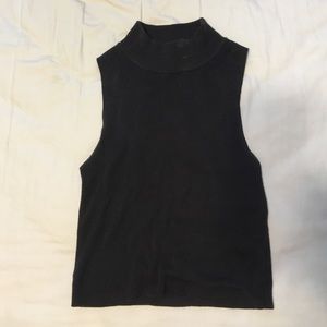 Mock neck ribbed crop top dark grey