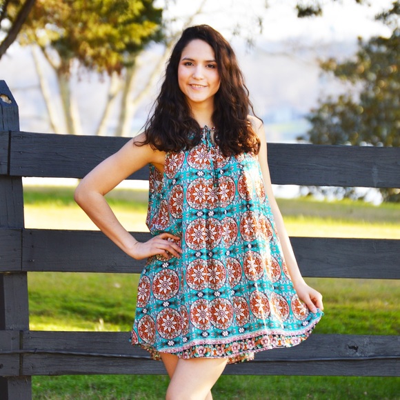 Boutique Desert Flower Green Floral Dress - Picture 2 of 2