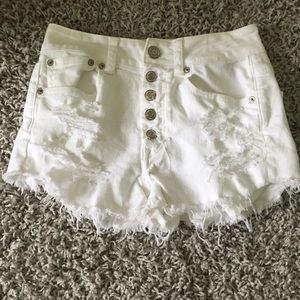 American Eagle White High Waisted Shorts