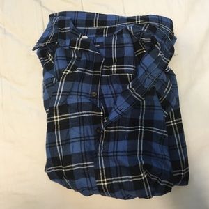 Plaid black and blue shirt. Flannel