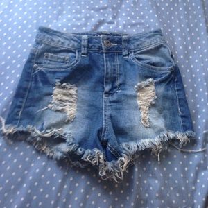 High waisted jean shorts