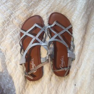 Glittery silver sandals