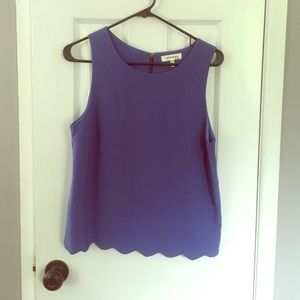 Blue Monteau Scalloped Top