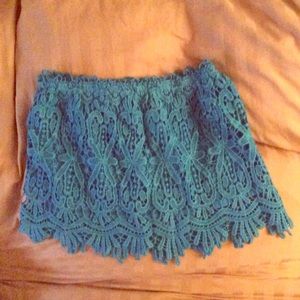 Mini crochet blue skirt, still has tags on!