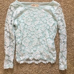 Mint green lace long sleeve