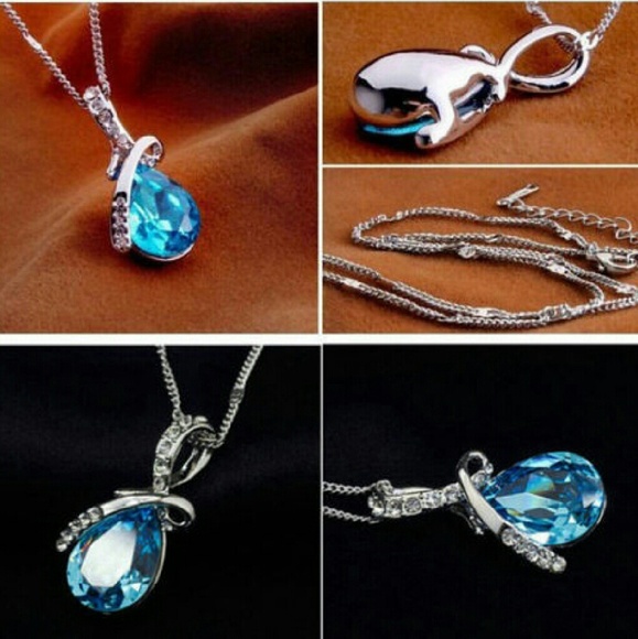 NEW Sky Blue Silver-Plated Necklace - Picture 2 of 4