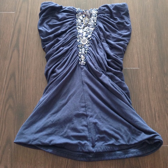 Sky Tops - Sky blue jeweled halter can