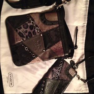 Multi black Coach Purse and matching wristlet