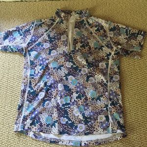 Blue Flower Patterned Riding Shirt