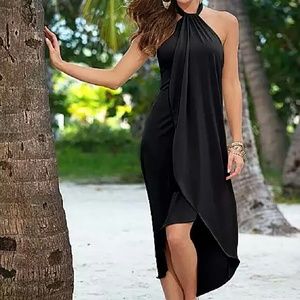 BLACK HALTER DRESS SZ XL
