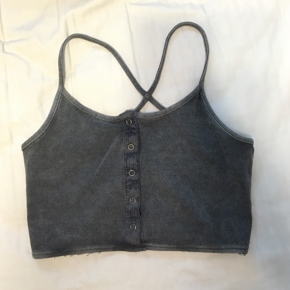 Grey ribbed crop top