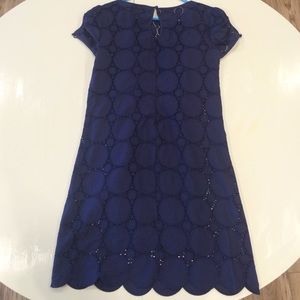 Navy capped sleeve dress