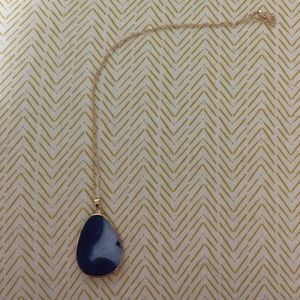 Blue stone necklace with gold chain! NEW!