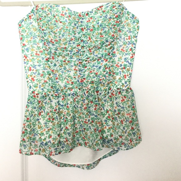 Guess floral Bustier- bow in back- chiffon peplum