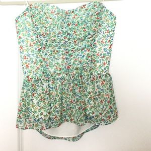Guess floral Bustier- bow in back- chiffon peplum