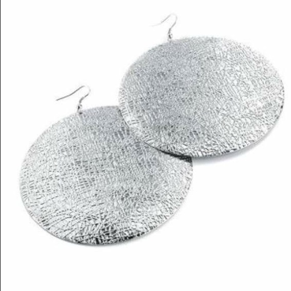 Big Gold & Silver Oversized Textured Disc Earrings - Picture 3 of 4