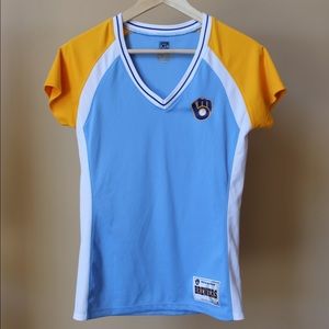 Milw. Brewers Shirt: Vintage Yellow & Powder Blue