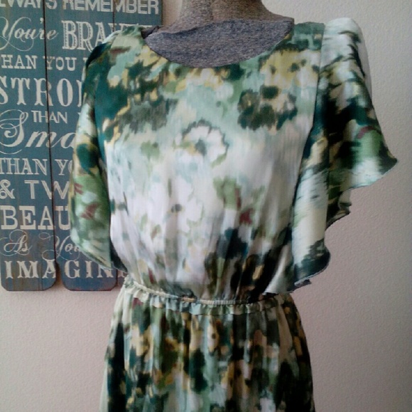 H&M green watercolor dress