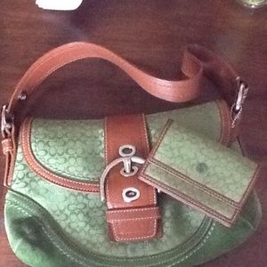 Green Coach purse and coin purse