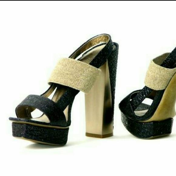 Donna Karan Runway Stingray platform chunky heel