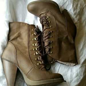 Brown lace up boots
