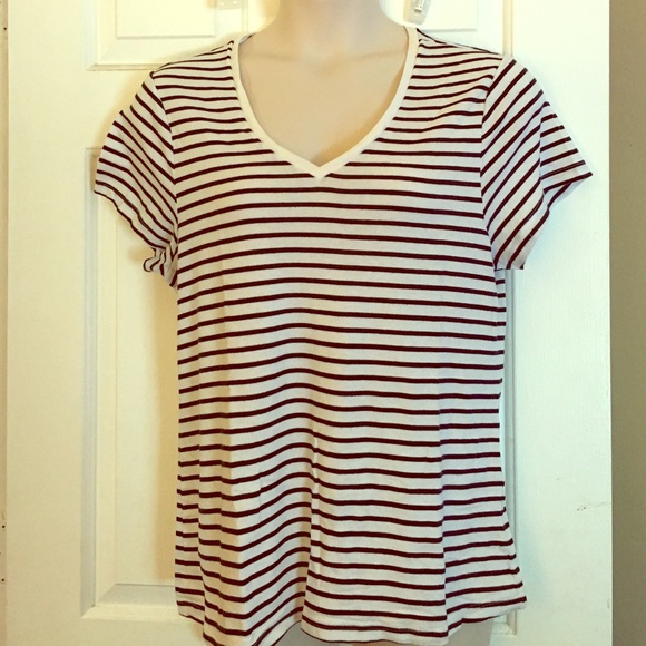 Old Navy Striped V-Neck Short Sleeve Tee, Sz XXL