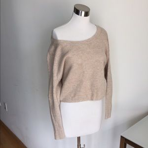 Cozy cropped sweater, crew neck/off the shoulder!