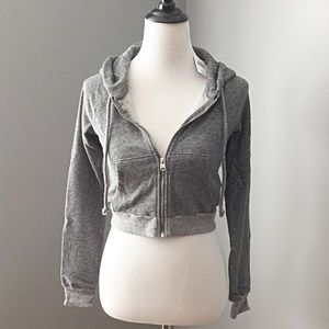 Gray A&F Small Half Sweater with Hood
