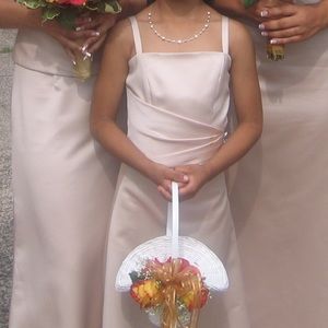 Sand satin flower girl dress. Size 4 kids.