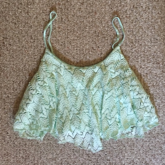 Green lace crop top - Picture 1 of 1