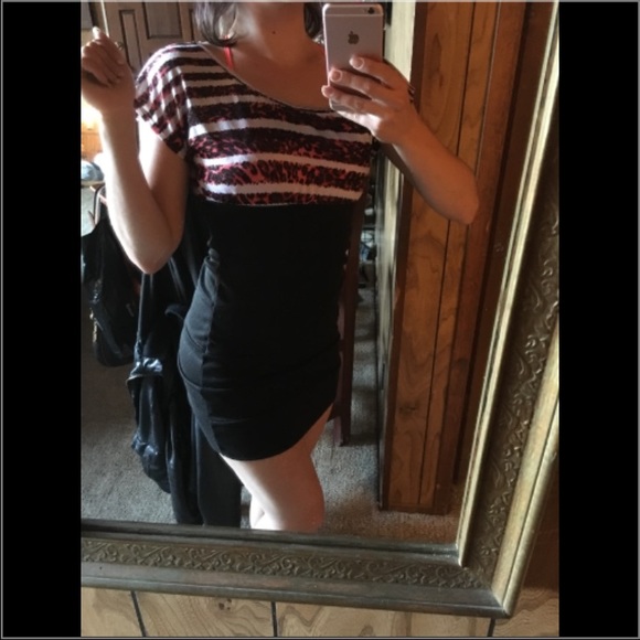 Red Leopard Bandage Cocktail Dress - Picture 2 of 3