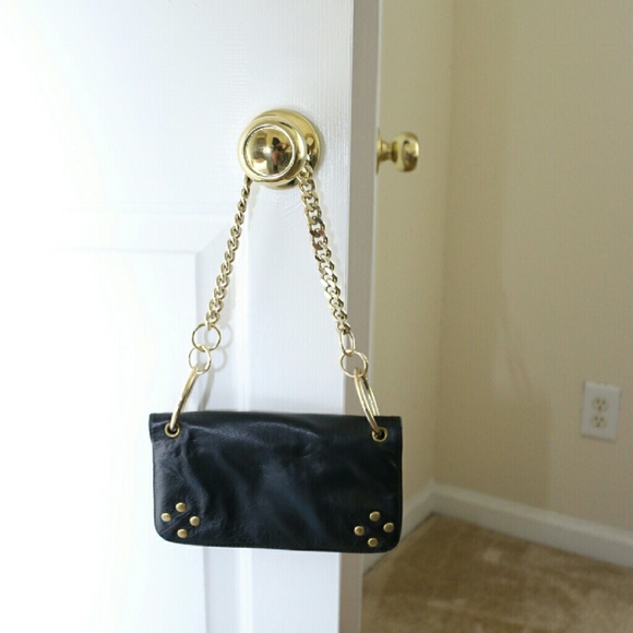 Black Leather Clutch Purse