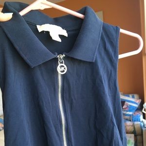 Michael Kors Sleeveless Zip Up Collared Shirt