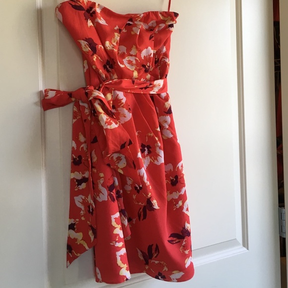 Express deep coral floral dress