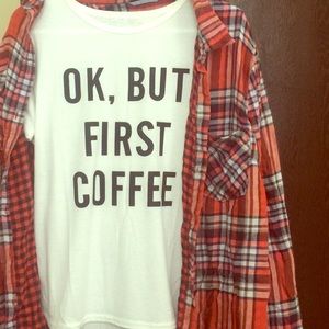 ❗️❗️LOWEST PRICE White Tee with Coffee Saying❗️❗️