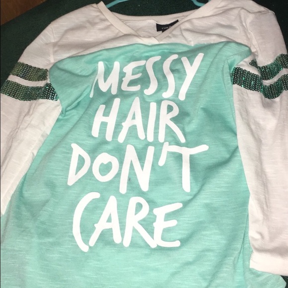 Long sleeve messy hair don't care shirt