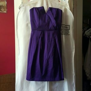 Purple strapless dress