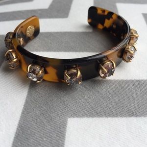 J. Crew tortoise cuff w/antiqued pink stones