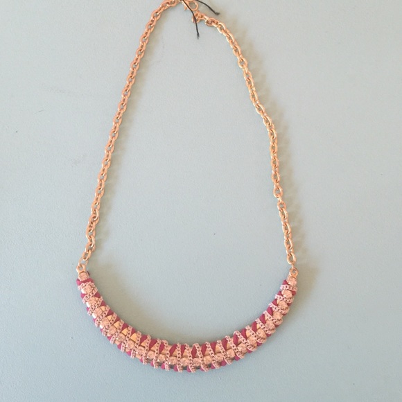 Gorgeous gold + pink threaded statement necklace