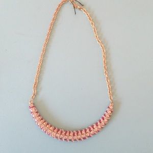 Gorgeous gold + pink threaded statement necklace