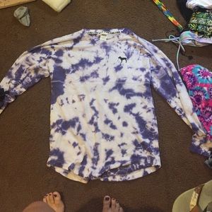 Purple tie dye PINK crew