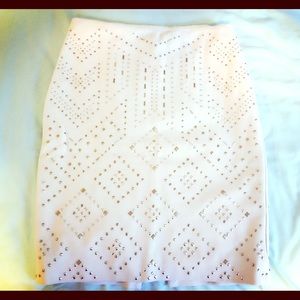 Creme-White Studded miniskirt