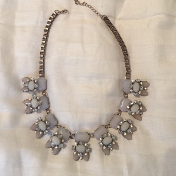 Rhinestone gold statement necklace!! White stones