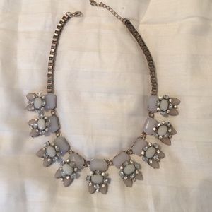 Rhinestone gold statement necklace!! White stones