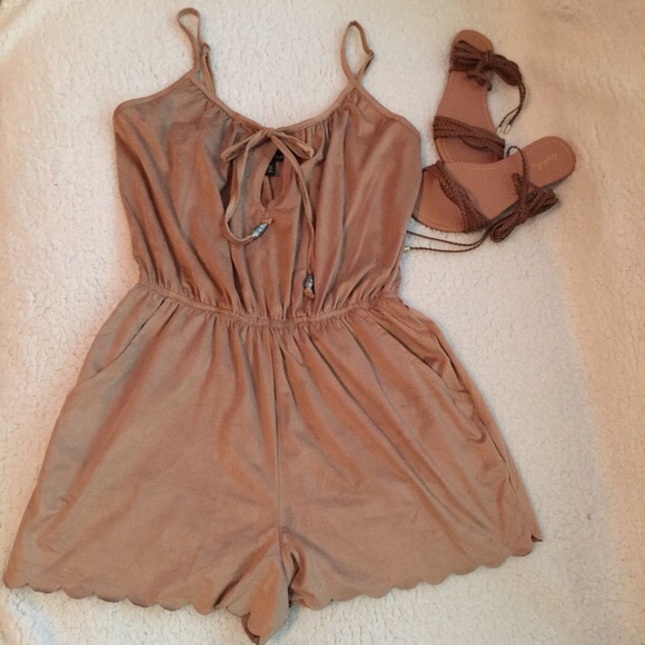 Faux Suede Derek Heart Romper